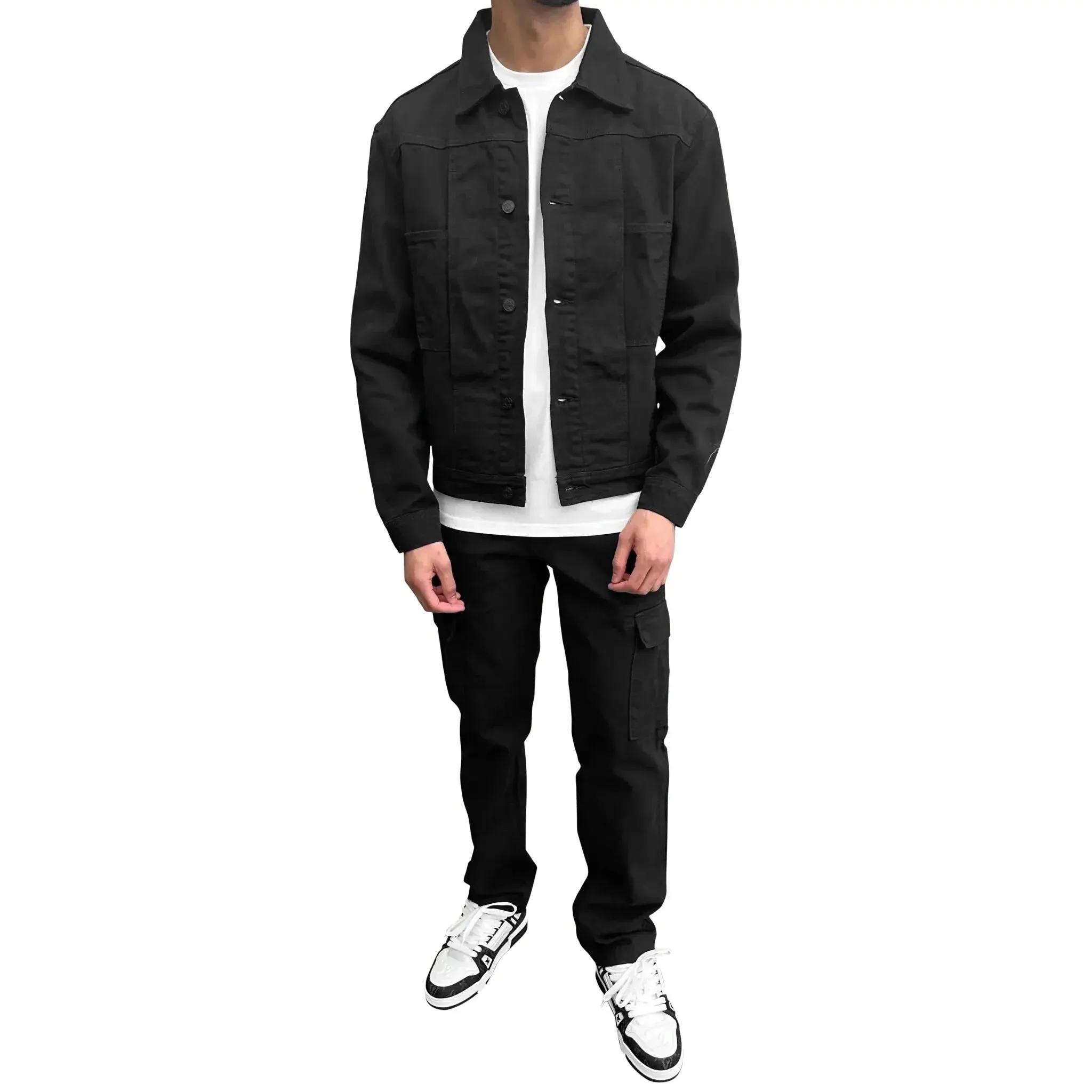 SIARR Black Denim Jacket & Cargo Pants