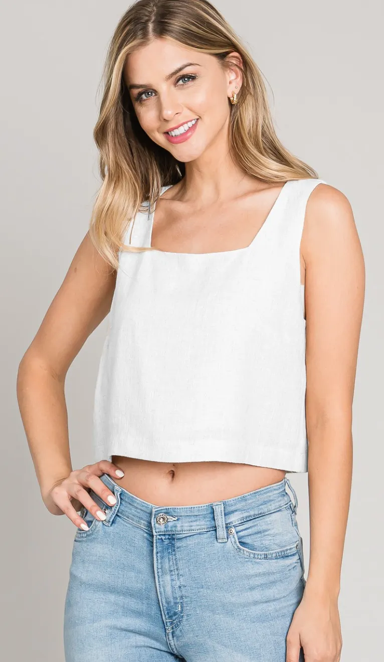 Soft Linen Square Neck Tank