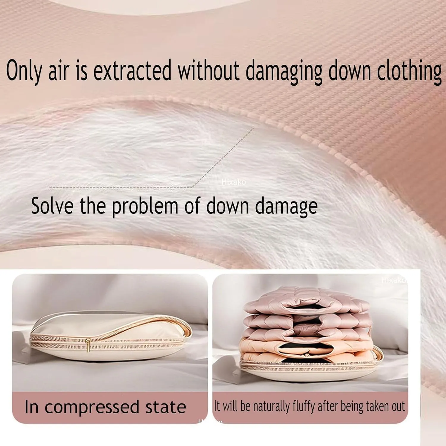 Space Saving Hanging Garment Bag with Self Compression Zipper, Dust Cover Clothes Bags for Down Coat, Winter Coat Storage, Space Saver Closet Organizers (Pink,3*Mix)