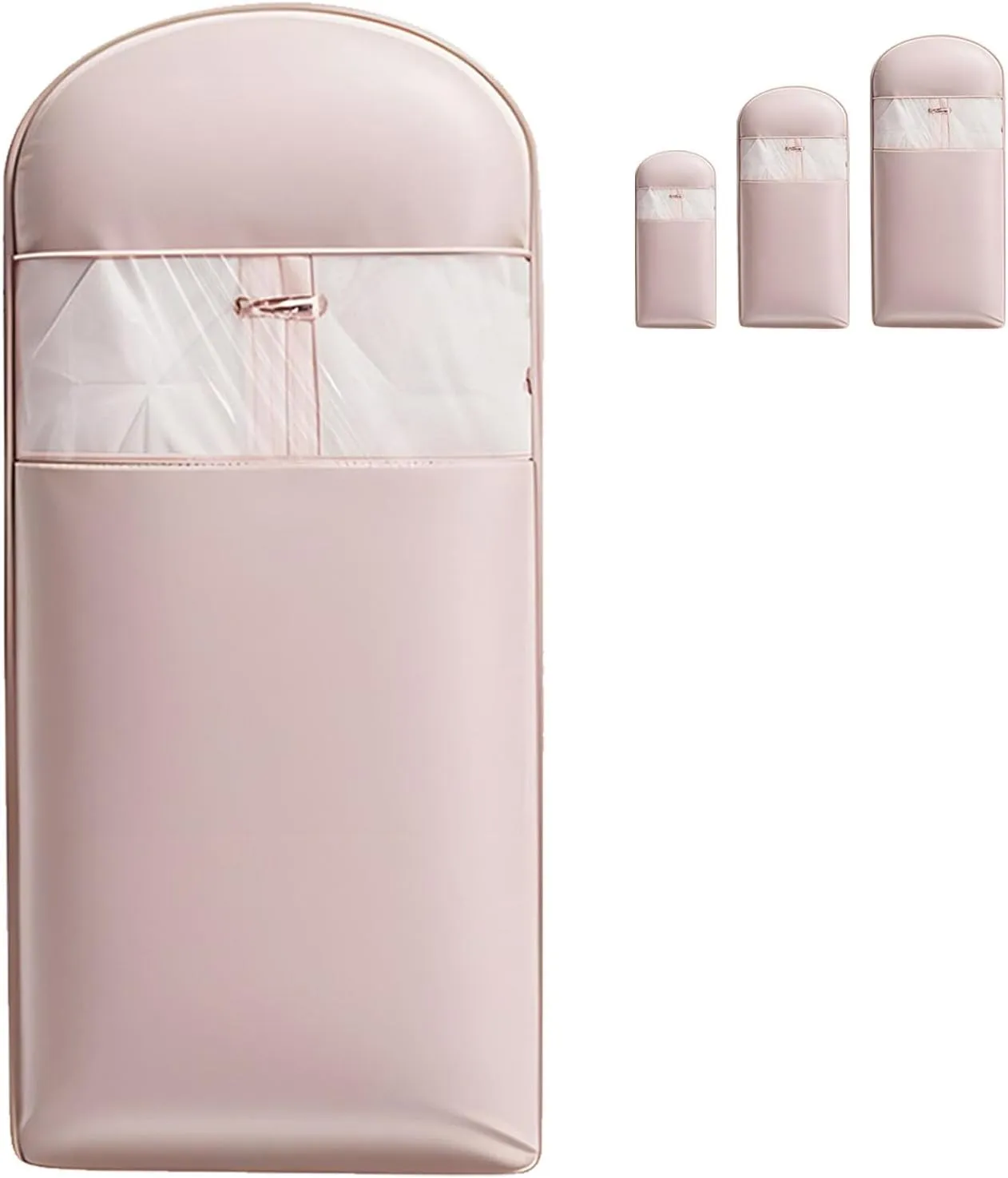 Space Saving Hanging Garment Bag with Self Compression Zipper, Dust Cover Clothes Bags for Down Coat, Winter Coat Storage, Space Saver Closet Organizers (Pink,M)