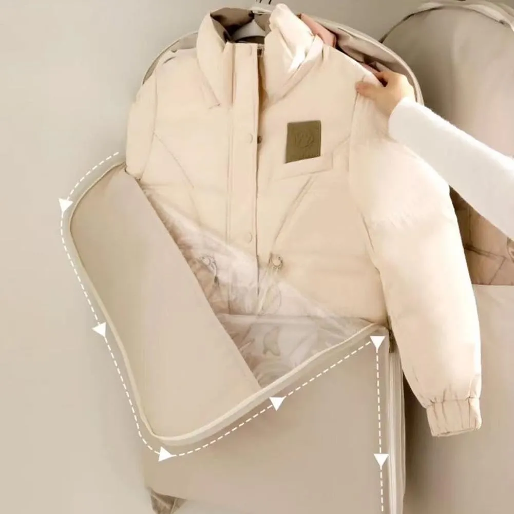 Space Saving Hanging Garment Bag with Self Compression Zipper,Space Saver Closet Organizers, Down Jacket Compressed Dust Cover Wardrobe Clothes Dust Bag