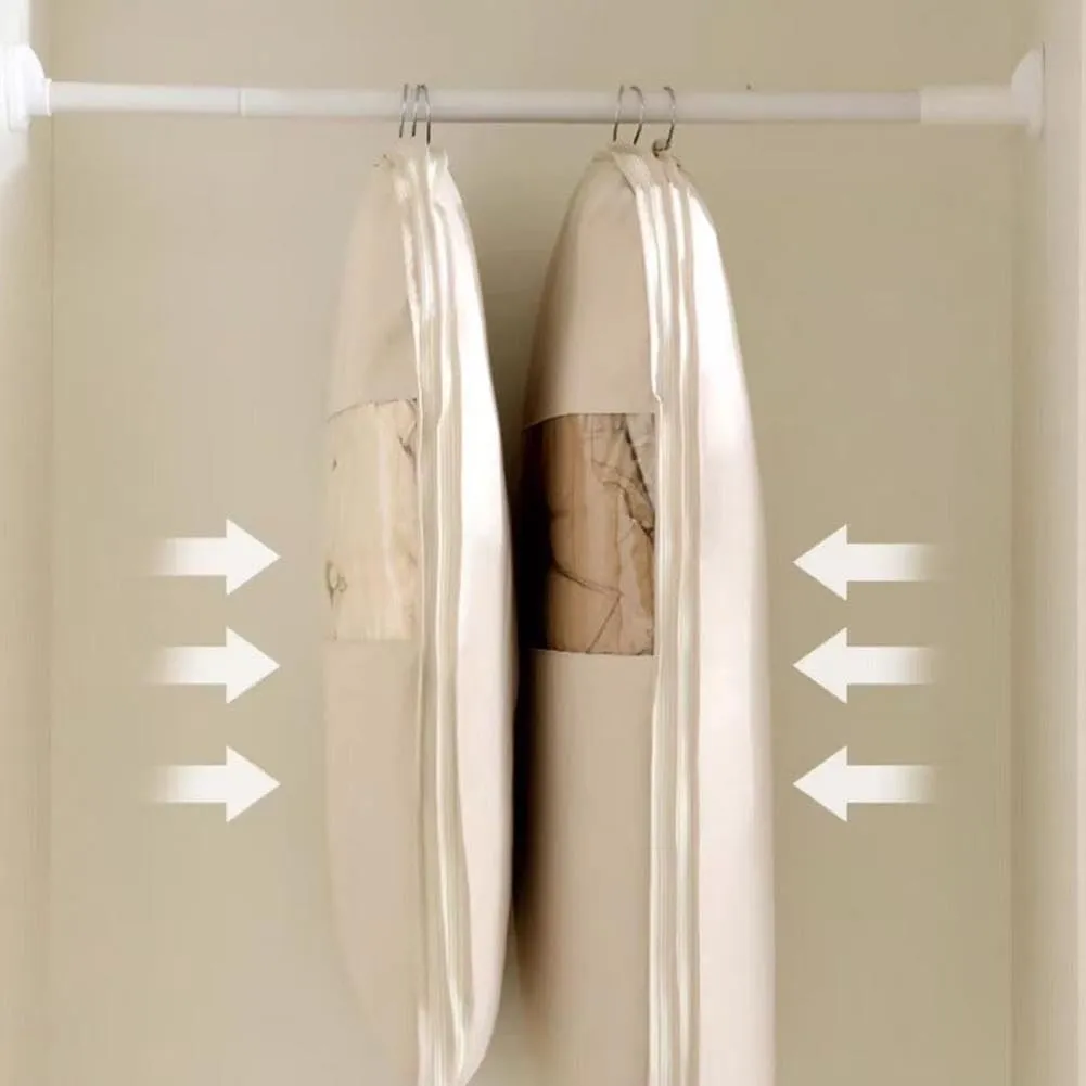 Space Saving Hanging Garment Bag with Self Compression Zipper,Space Saver Closet Organizers, Down Jacket Compressed Dust Cover Wardrobe Clothes Dust Bag