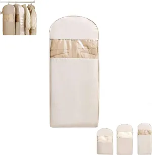 Space Saving Hanging Garment Bag with Self Compression Zipper,Ultra Space Saving Self Compression Organizer Storage Bags,Space Saver Closet Organizers,Dust Cover Clothes Bags for Down Coat