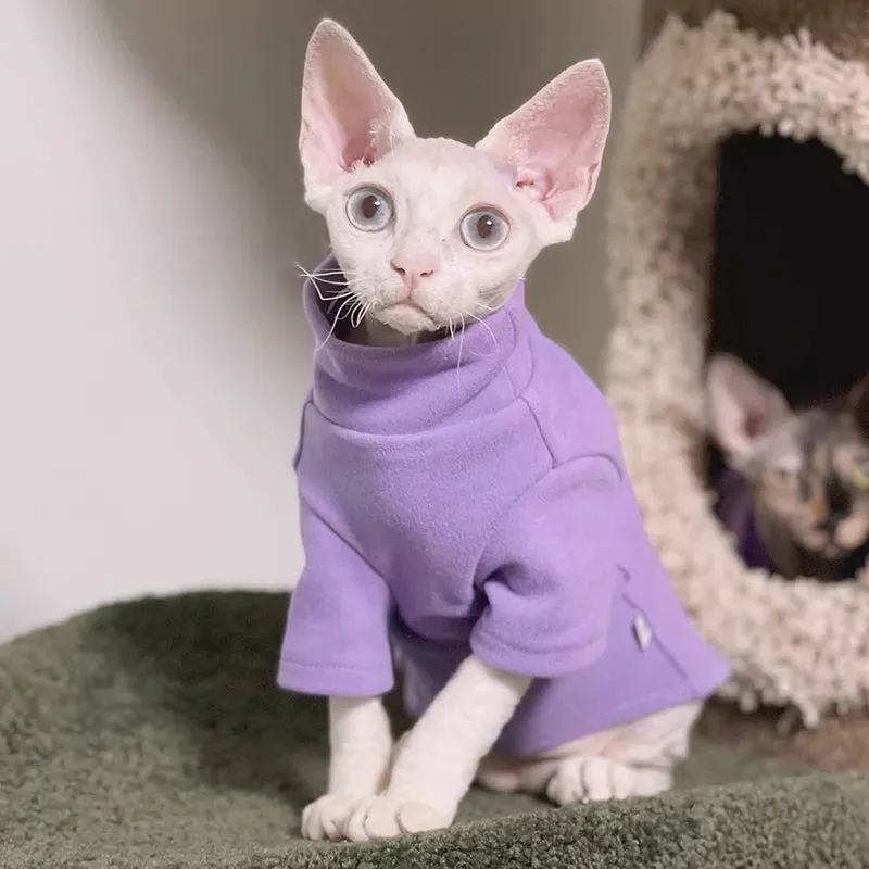 Sphynx Cat Fleece Sweater - Lilac
