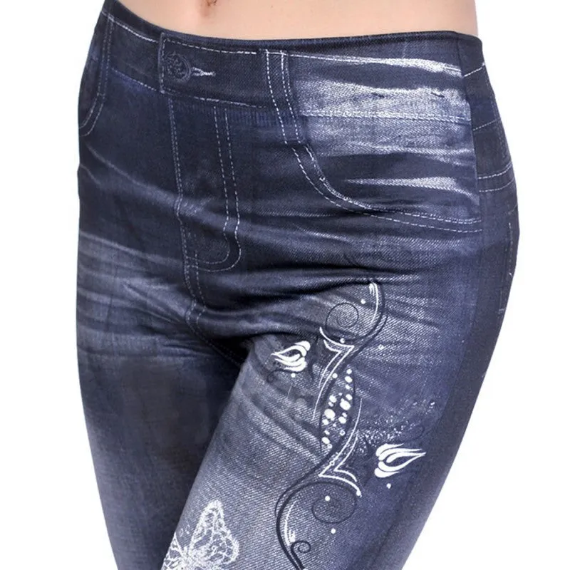 Stretchy Slim Leggings Fashion Skinny Butterfly/Stars Pants Denim