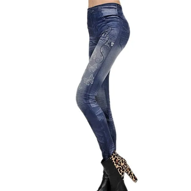 Stretchy Slim Leggings Fashion Skinny Butterfly/Stars Pants Denim