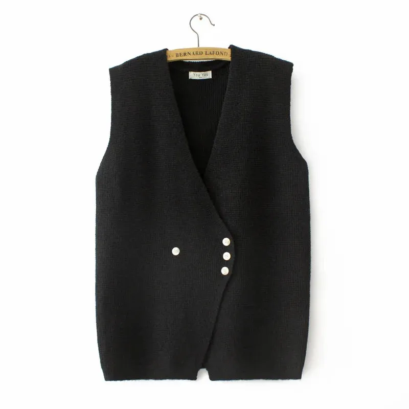Stylish V-Neck Solid Color Knitted Sweater Vest