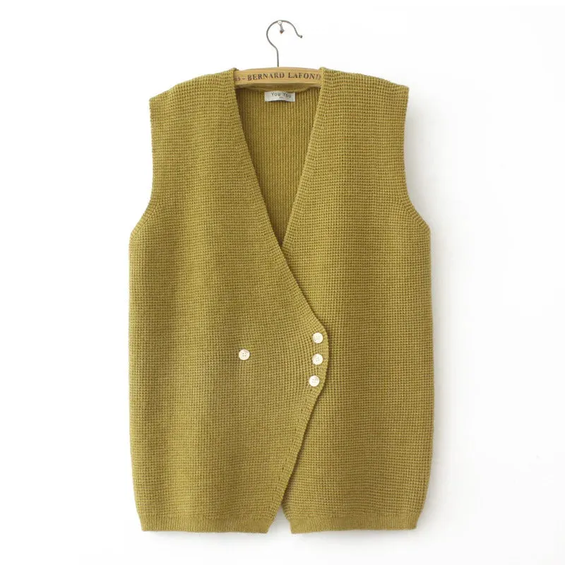 Stylish V-Neck Solid Color Knitted Sweater Vest