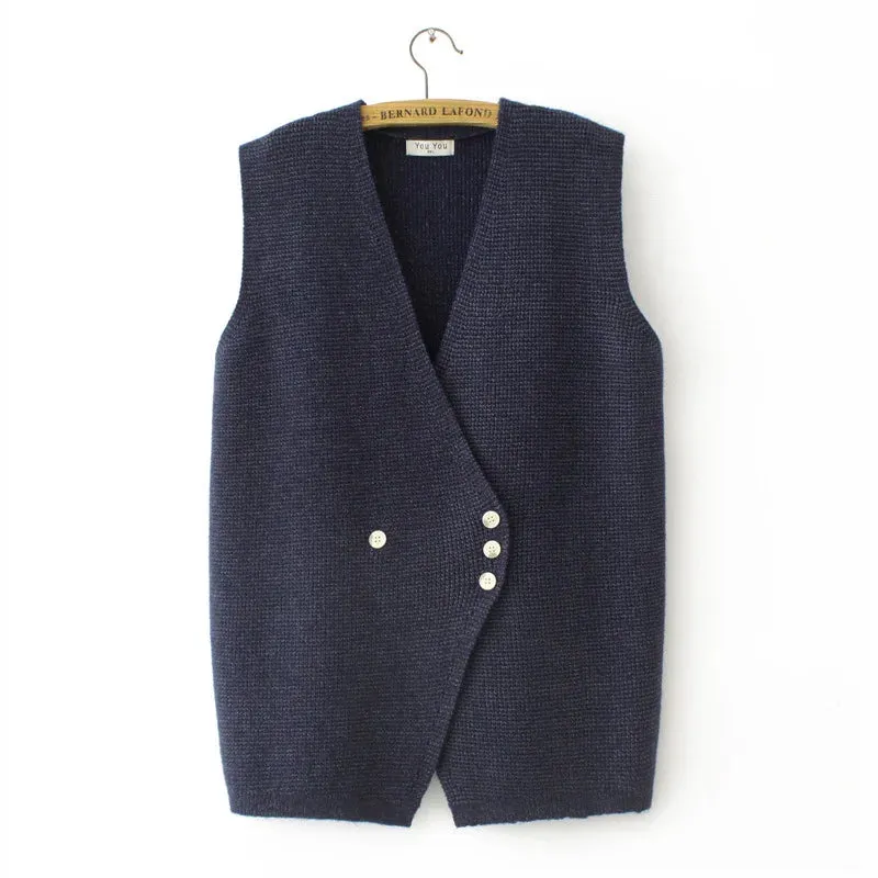 Stylish V-Neck Solid Color Knitted Sweater Vest