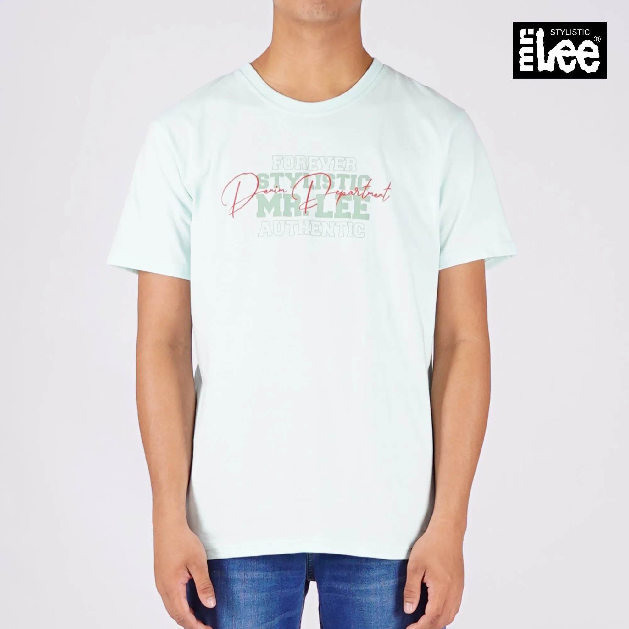 Stylistic Mr. Lee Men's Basic Tees Semi body Fit 171202-U (Sky Light)