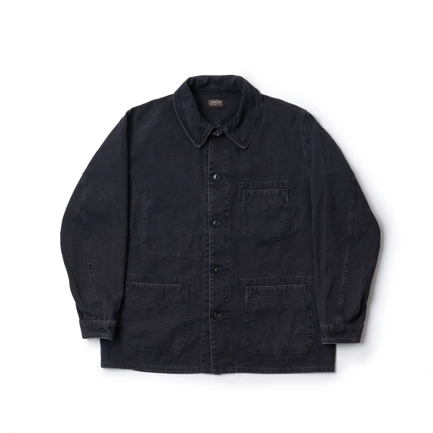 SUGARCANE COTTON DUCK WORK JACKET - WASHED BLACK