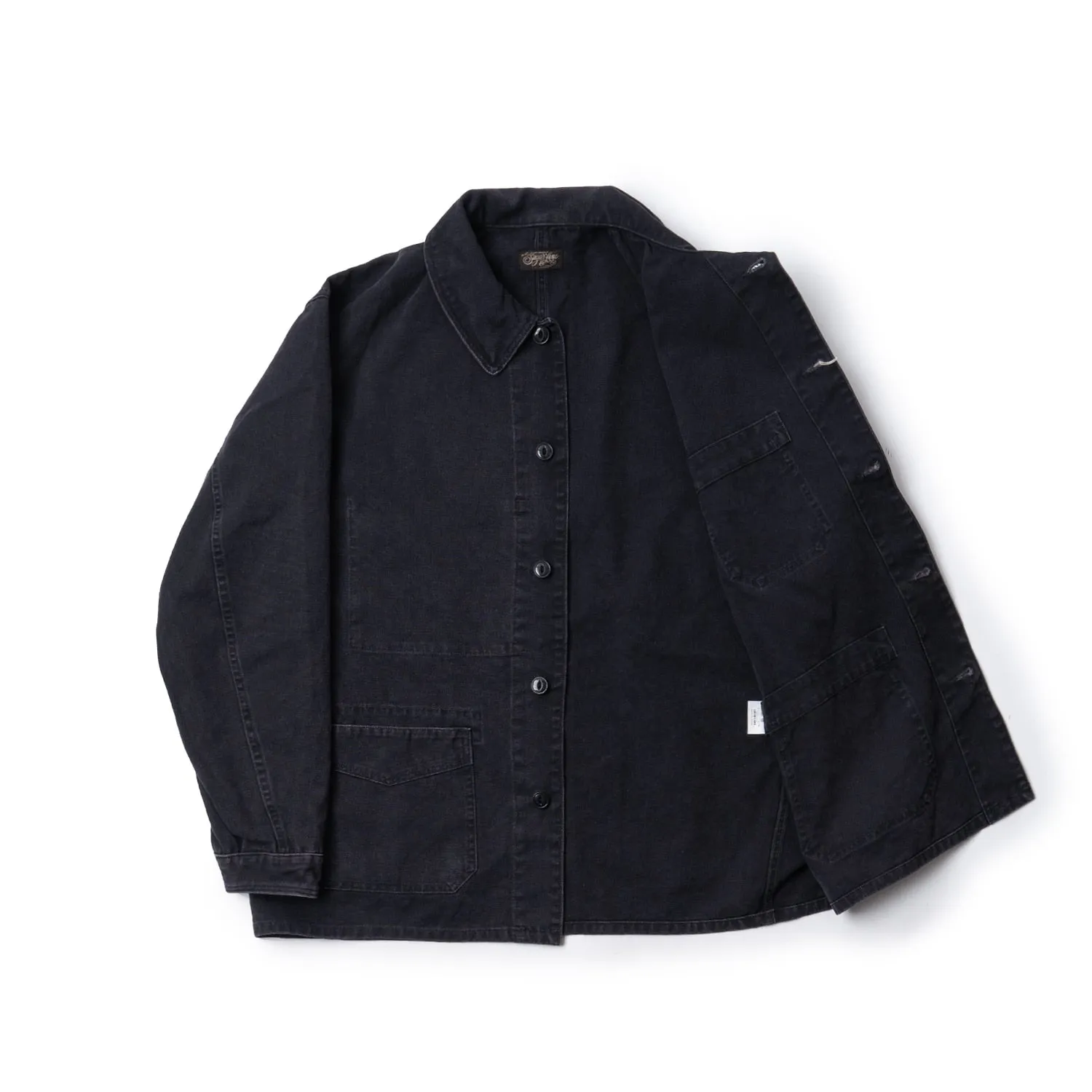 SUGARCANE COTTON DUCK WORK JACKET - WASHED BLACK