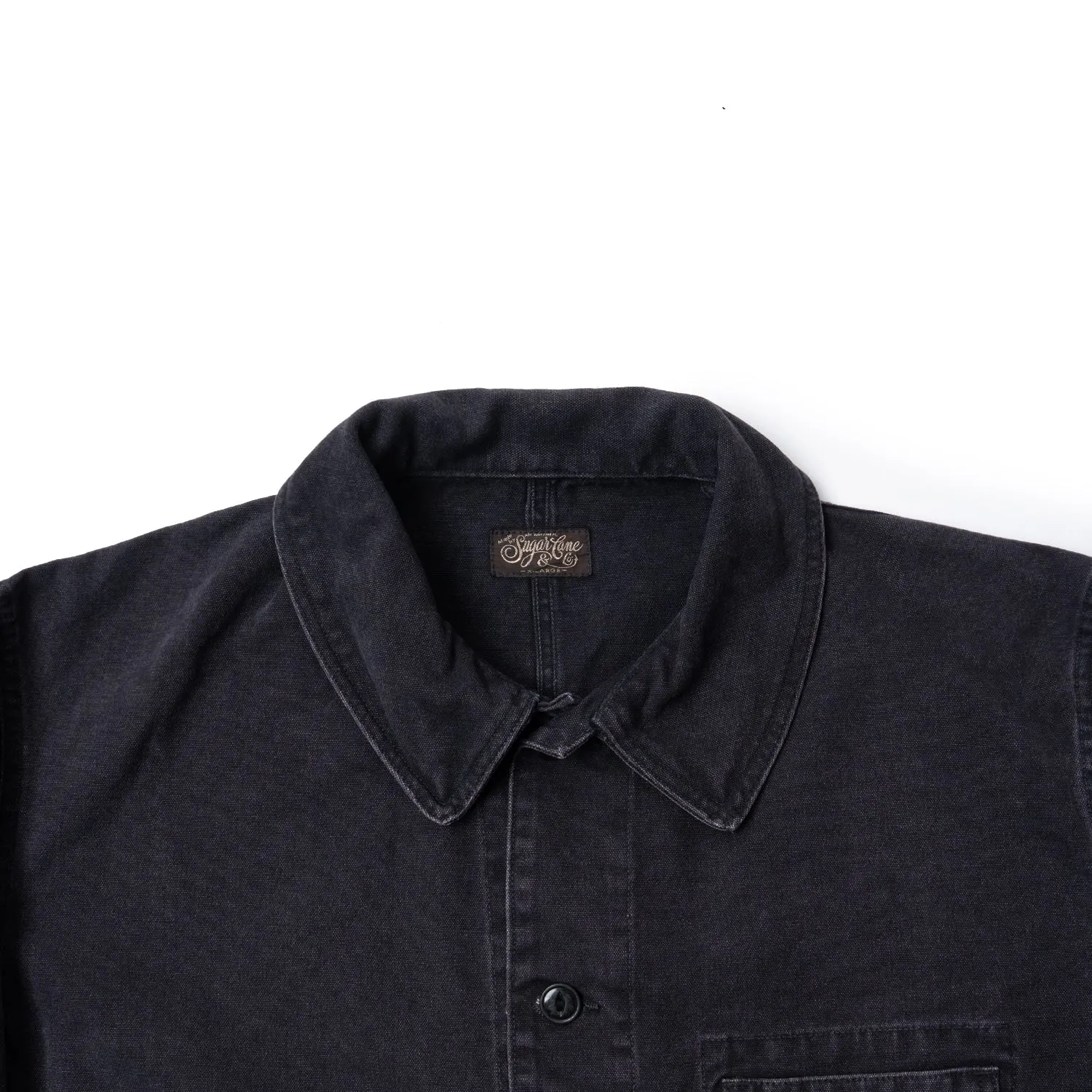 SUGARCANE COTTON DUCK WORK JACKET - WASHED BLACK