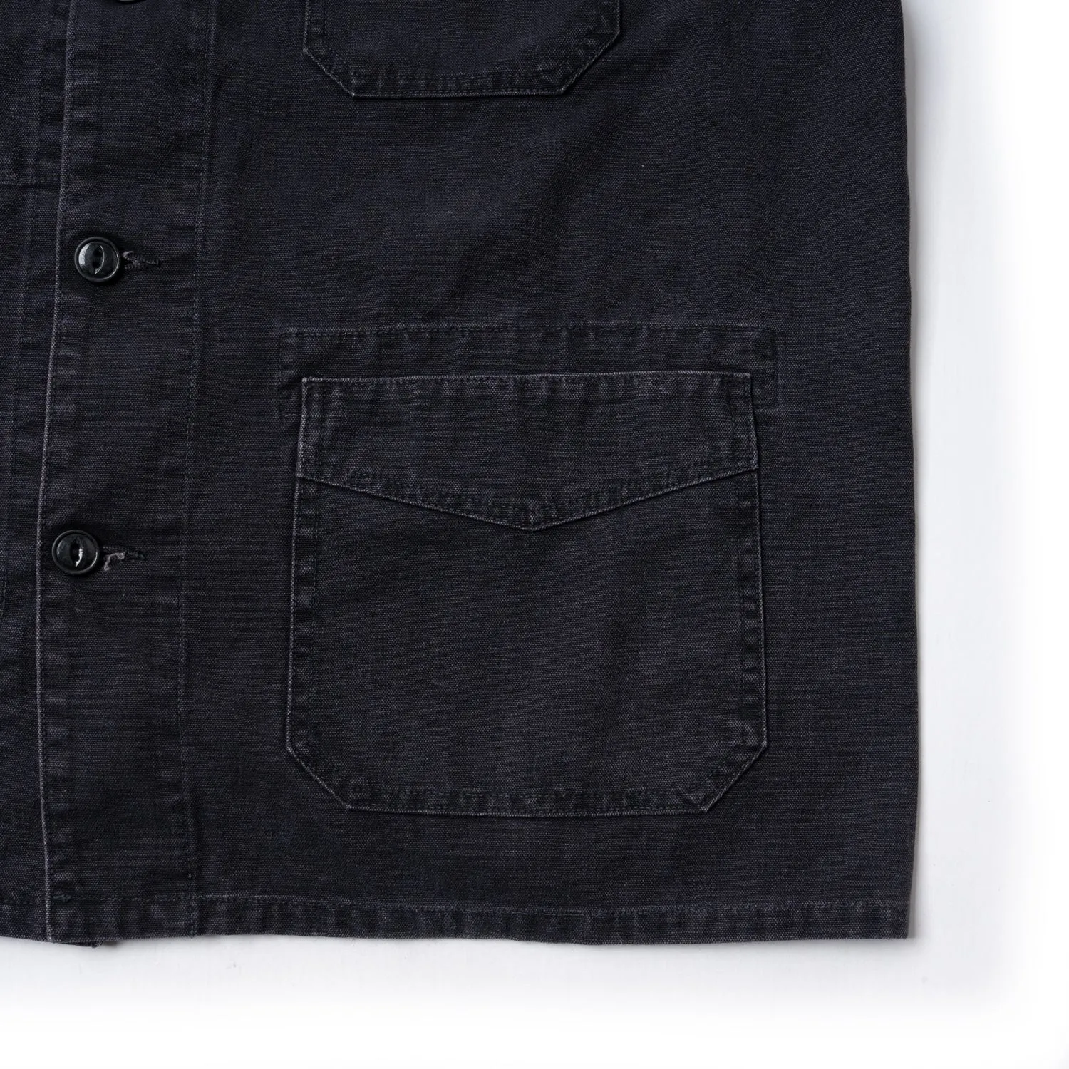 SUGARCANE COTTON DUCK WORK JACKET - WASHED BLACK