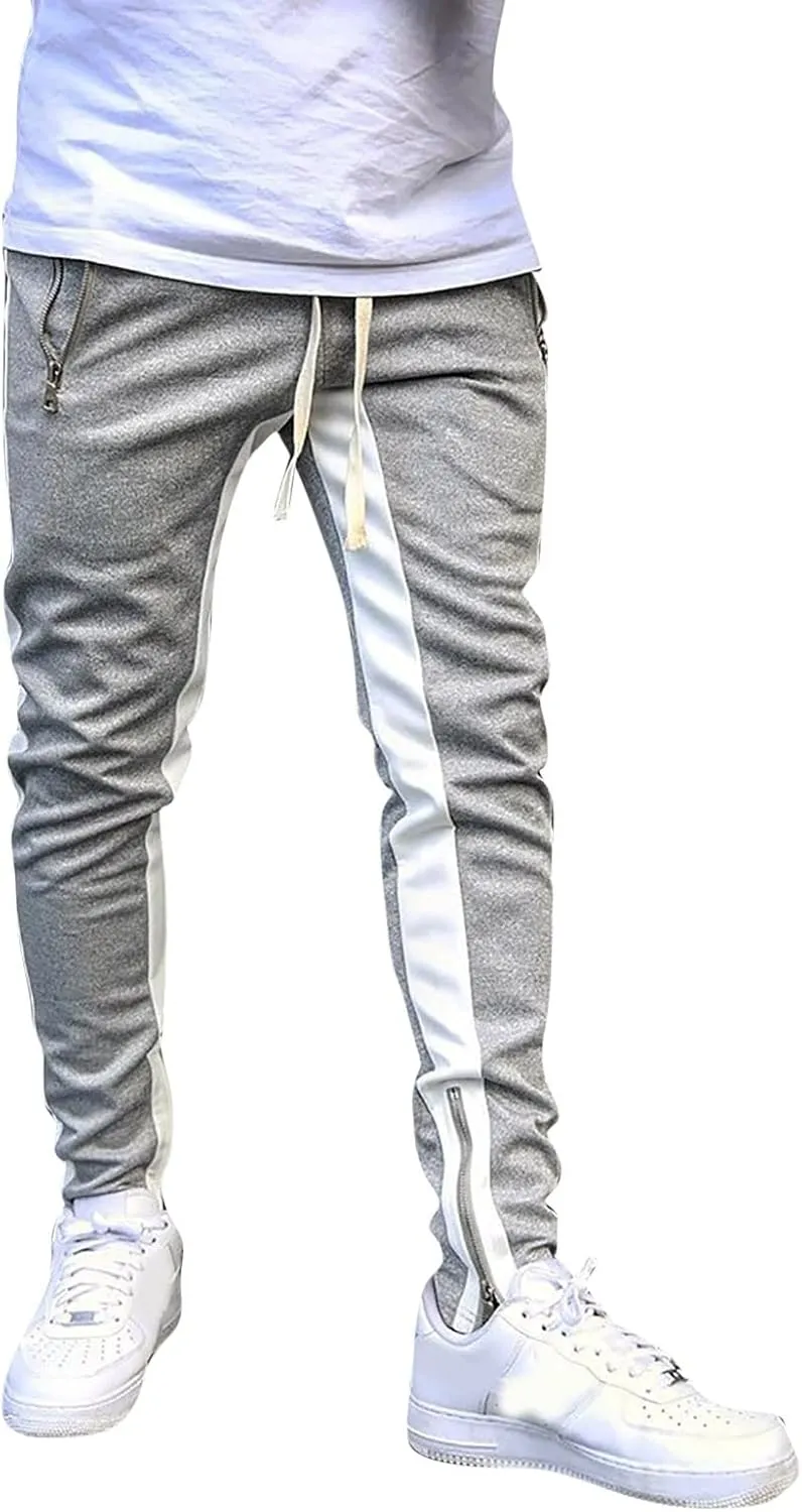 Sweatpants for Men with Pockets Pants Zipper Pockets Athletic Jogger Fitness Workout Gym Sweatpants Men's Cargo Pants