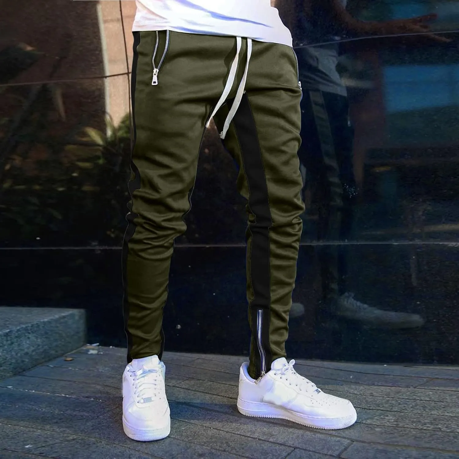 Sweatpants for Men with Pockets Pants Zipper Pockets Athletic Jogger Fitness Workout Gym Sweatpants Men's Cargo Pants