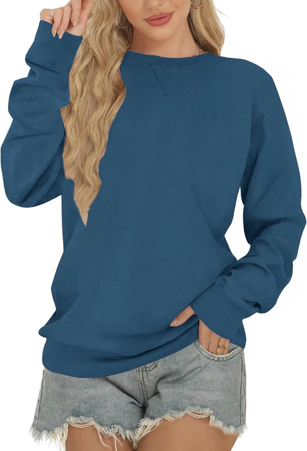 Sweatshirt for Women, Casual Crewneck Sweatshirts Women Loose Fit Long Sleeve Pullover Tops Cute Soft Shirt