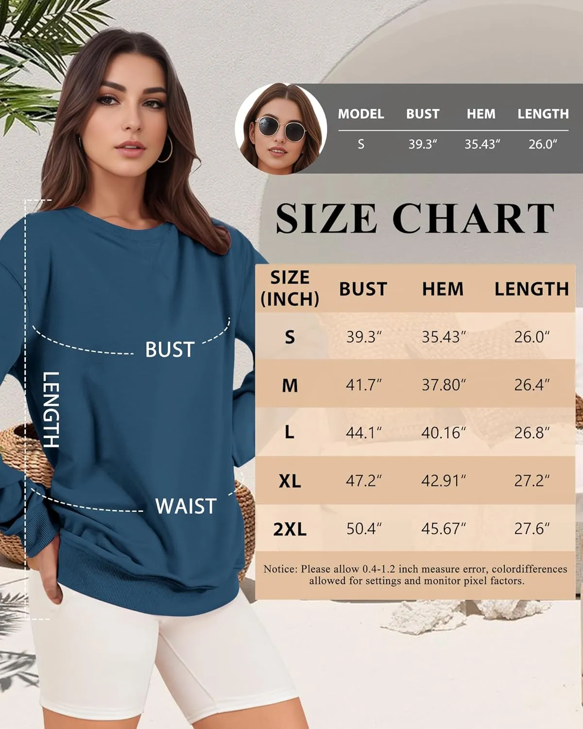 Sweatshirt for Women, Casual Crewneck Sweatshirts Women Loose Fit Long Sleeve Pullover Tops Cute Soft Shirt