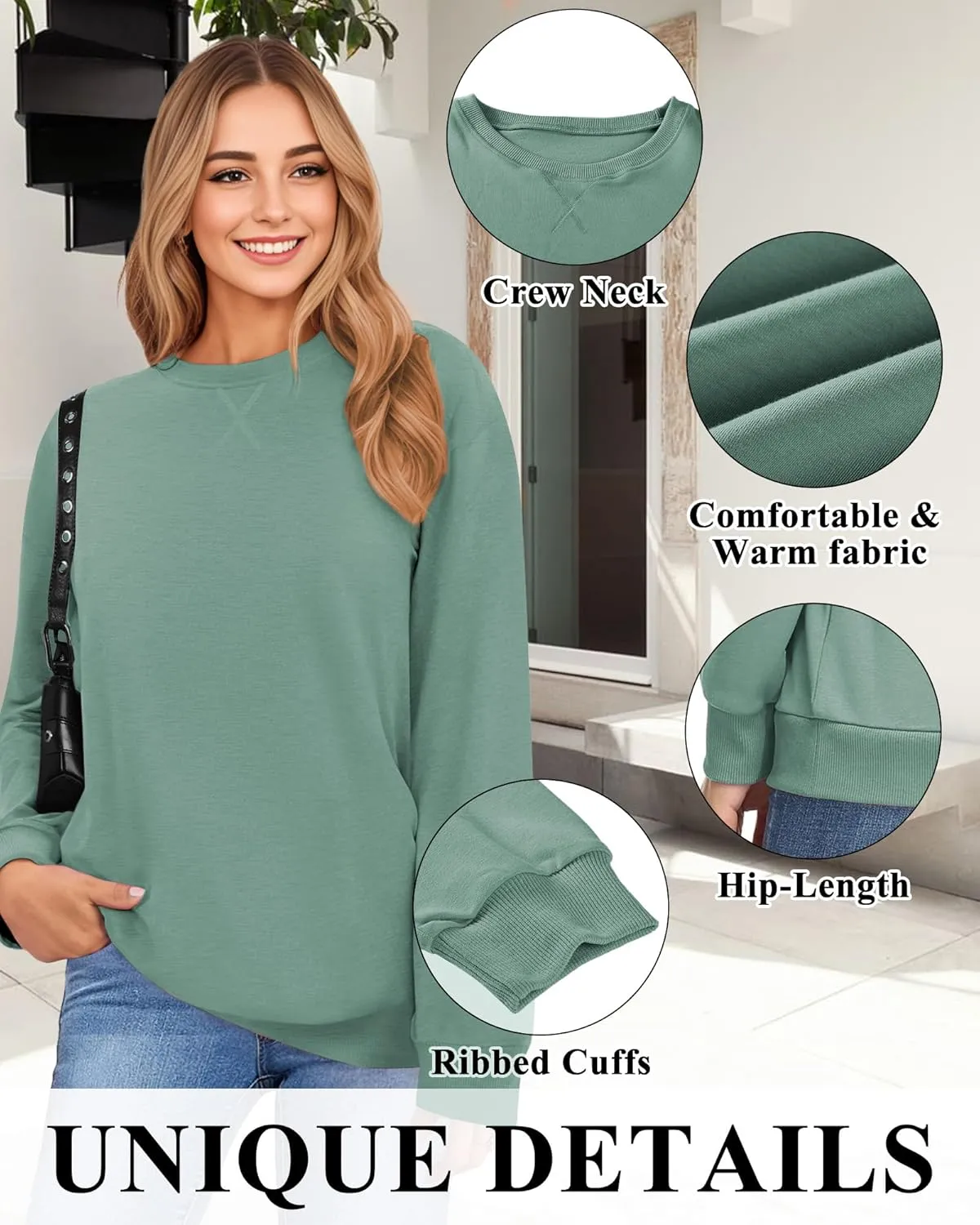 Sweatshirts for Women, Crewneck Casual Sweatshirts Woman Loose Fit Long Sleeve Pullover Tops Cute Soft Shirt