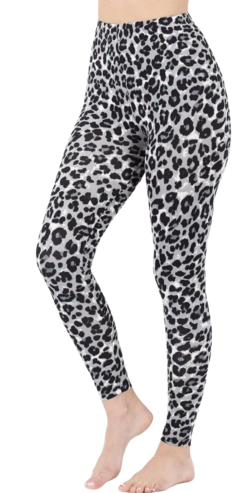 Tan Grey Leopard Print Leggings