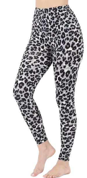 Tan Grey Leopard Print Leggings