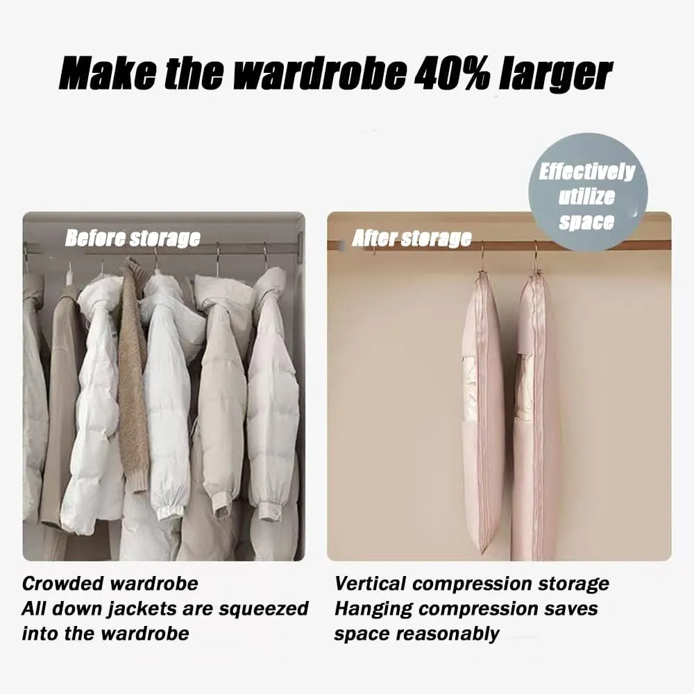 Taprinferior Hanging Bag, Garment Bags for Hanging Clothes, Space Saving Hanging Garment Bag with Self Compression Zipper (Beige, M)