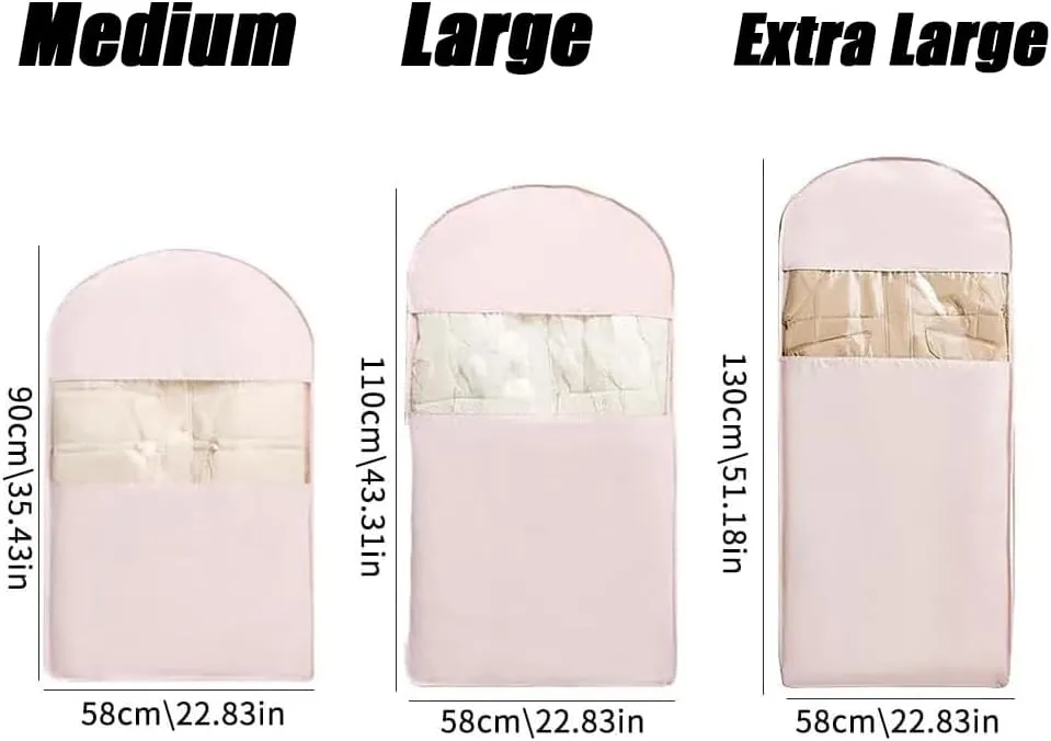 Taprinferior Hanging Bag, Garment Bags for Hanging Clothes, Space Saving Hanging Garment Bag with Self Compression Zipper (Pink, L)