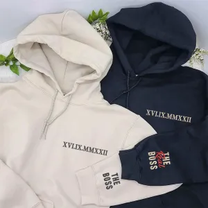 The Boss The Real Boss Hoodie or Sweatshirt, Custom Embroidered for Couple Valentine's Gifts