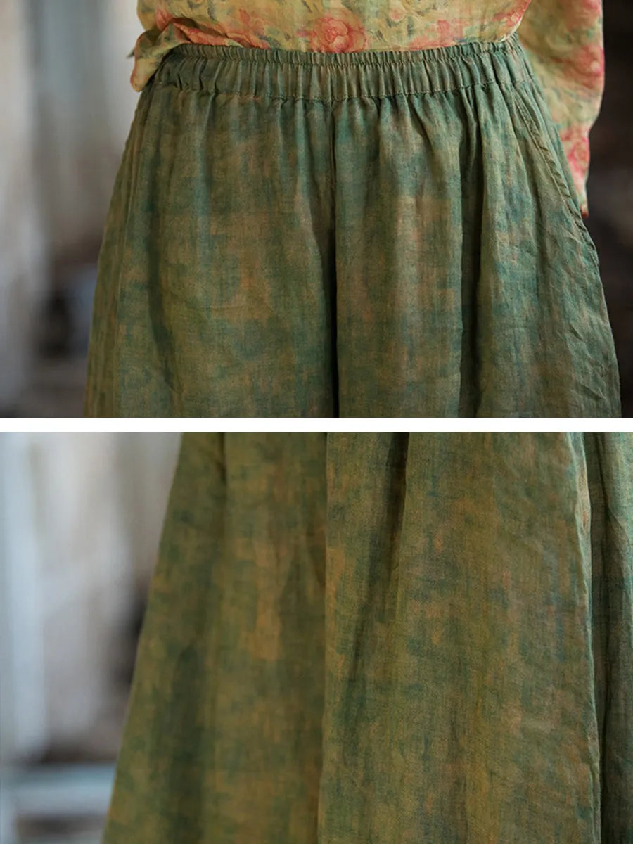 Women Vintage Summer Thin Tie-dye Wide-leg Pants