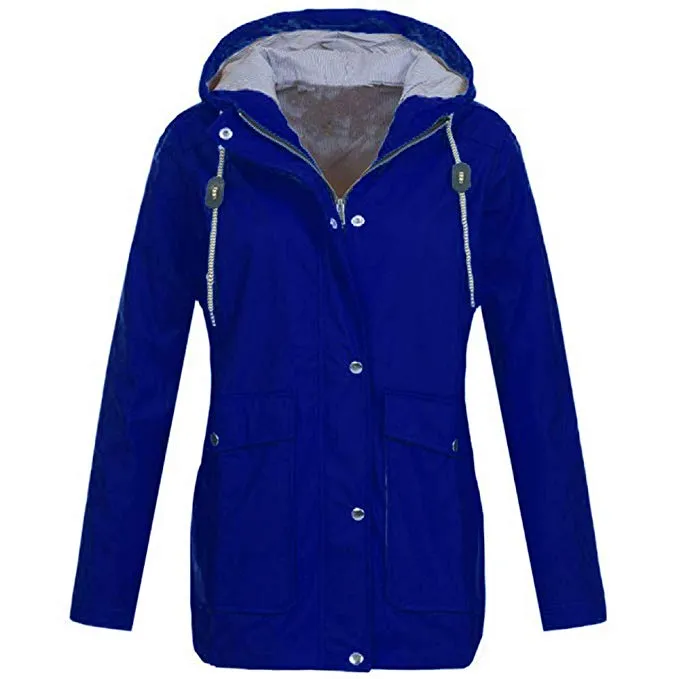 Womens Coats - Pure Color Rain Coat Jacket