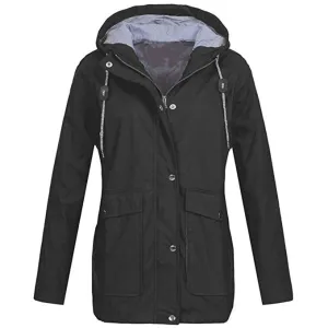 Womens Coats - Pure Color Rain Coat Jacket