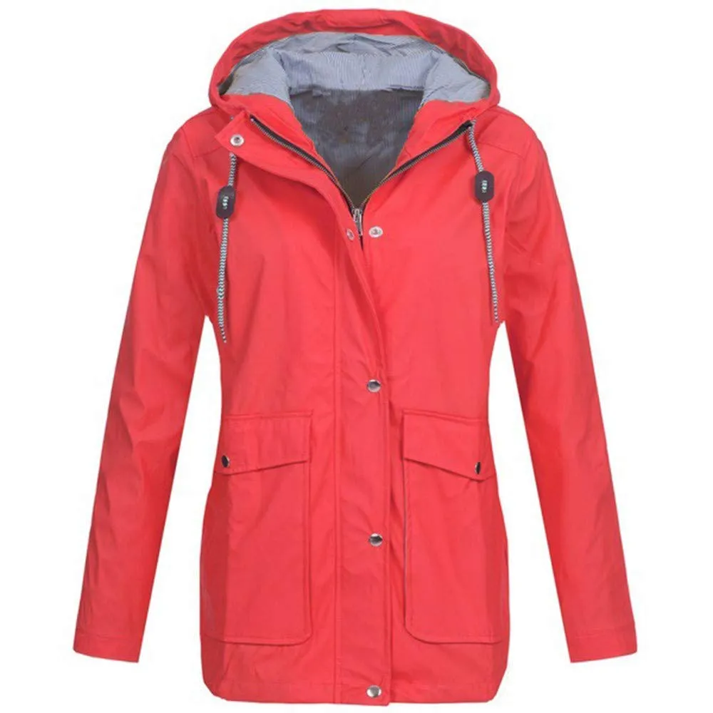 Womens Coats - Pure Color Rain Coat Jacket