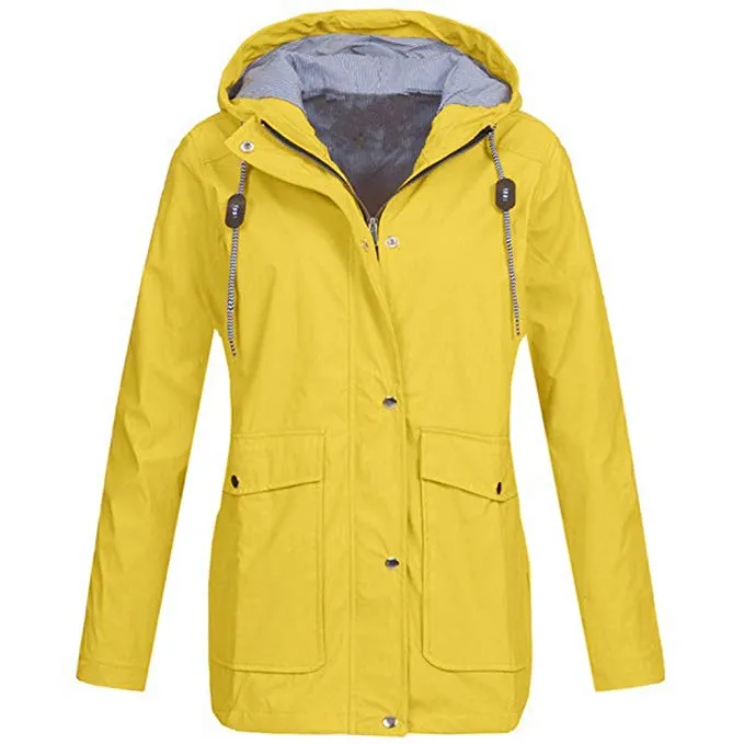 Womens Coats - Pure Color Rain Coat Jacket