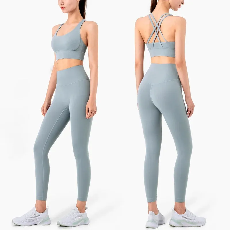 Women's Full-Length Fitness Leggings and Sports Bra - 17 Colors, Comfortable Running and Yoga Pants