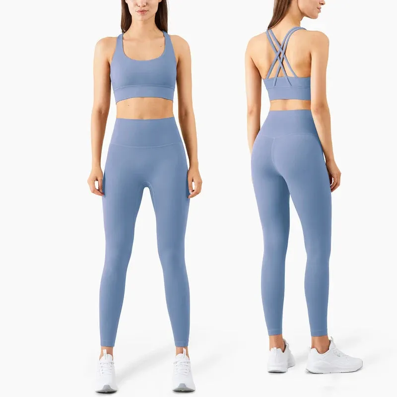 Women's Full-Length Fitness Leggings and Sports Bra - 17 Colors, Comfortable Running and Yoga Pants