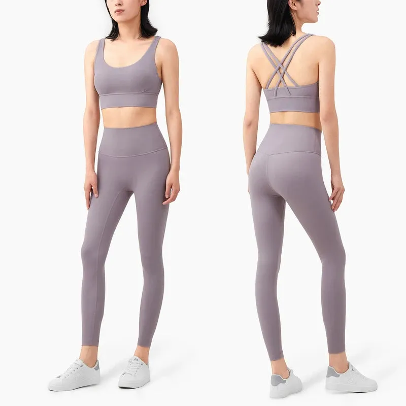 Women's Full-Length Fitness Leggings and Sports Bra - 17 Colors, Comfortable Running and Yoga Pants