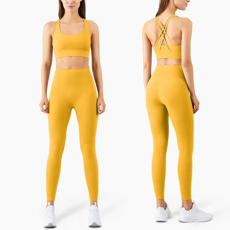 Women's Full-Length Fitness Leggings and Sports Bra - 17 Colors, Comfortable Running and Yoga Pants
