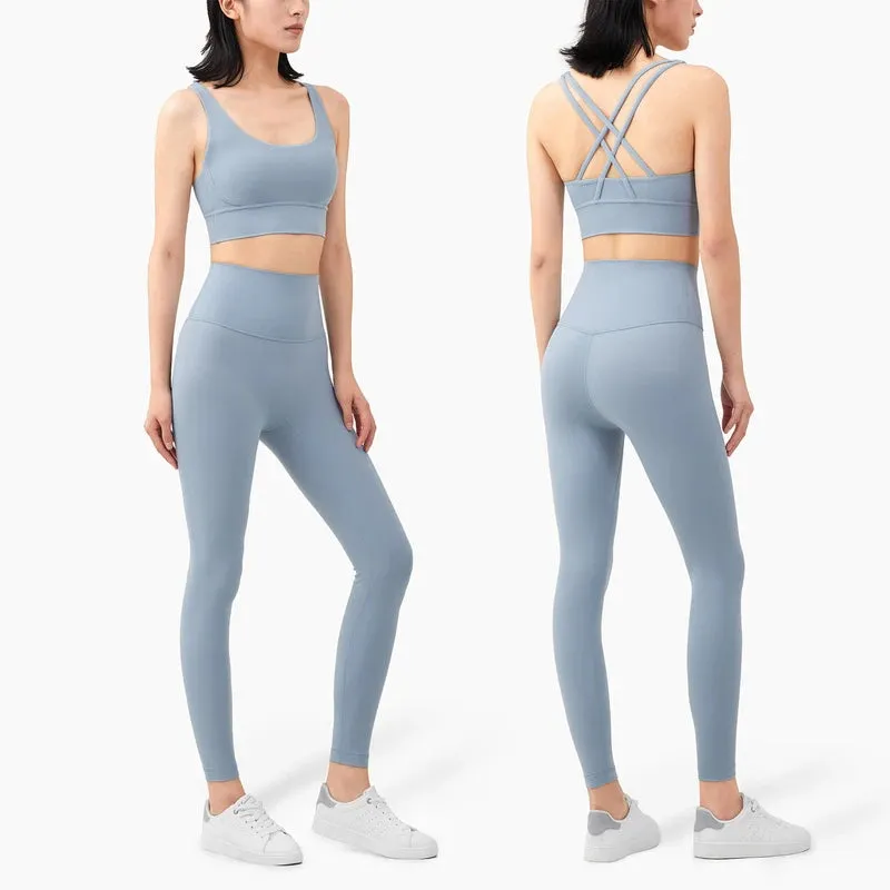 Women's Full-Length Fitness Leggings and Sports Bra - 17 Colors, Comfortable Running and Yoga Pants