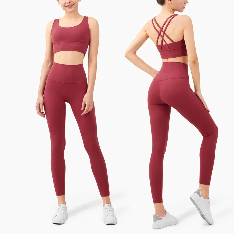 Women's Full-Length Fitness Leggings and Sports Bra - 17 Colors, Comfortable Running and Yoga Pants