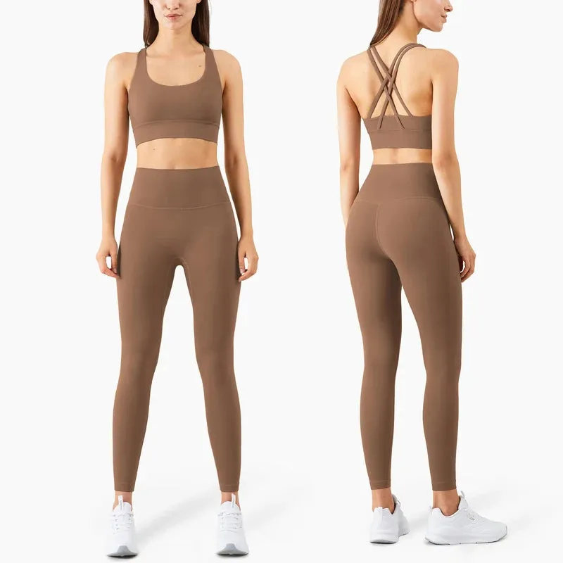 Women's Full-Length Fitness Leggings and Sports Bra - 17 Colors, Comfortable Running and Yoga Pants