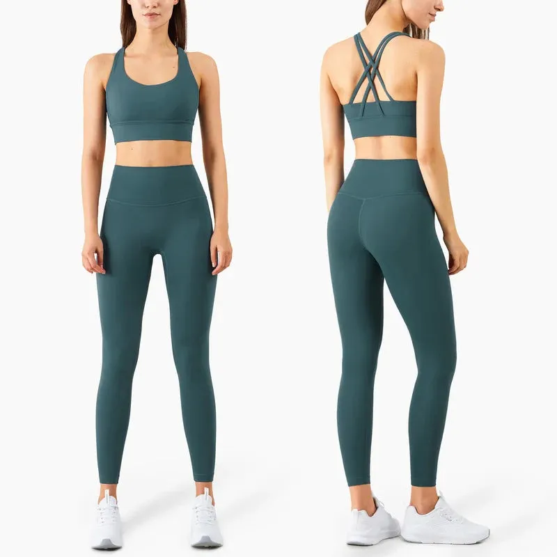 Women's Full-Length Fitness Leggings and Sports Bra - 17 Colors, Comfortable Running and Yoga Pants