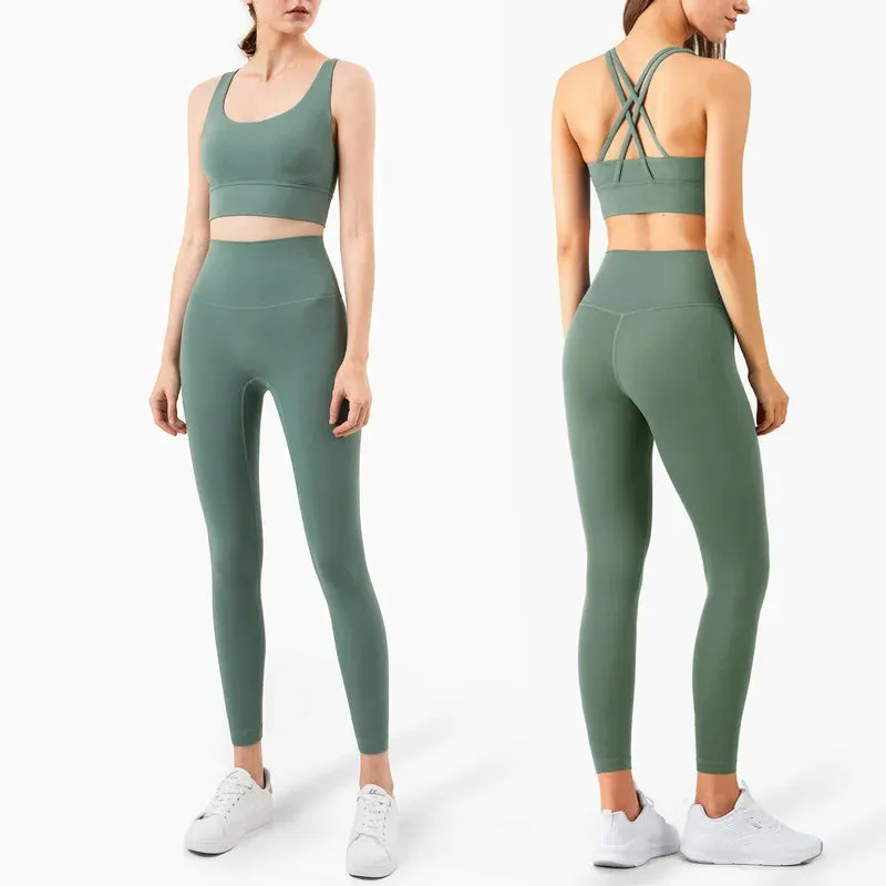 Women's Full-Length Fitness Leggings and Sports Bra - 17 Colors, Comfortable Running and Yoga Pants