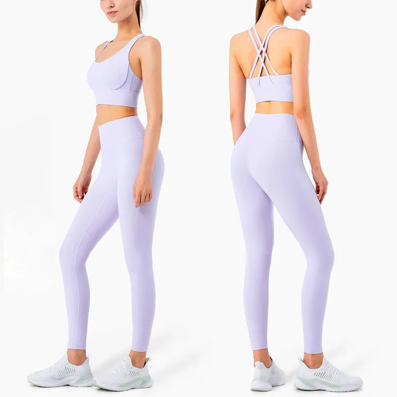 Women's Full-Length Fitness Leggings and Sports Bra - 17 Colors, Comfortable Running and Yoga Pants