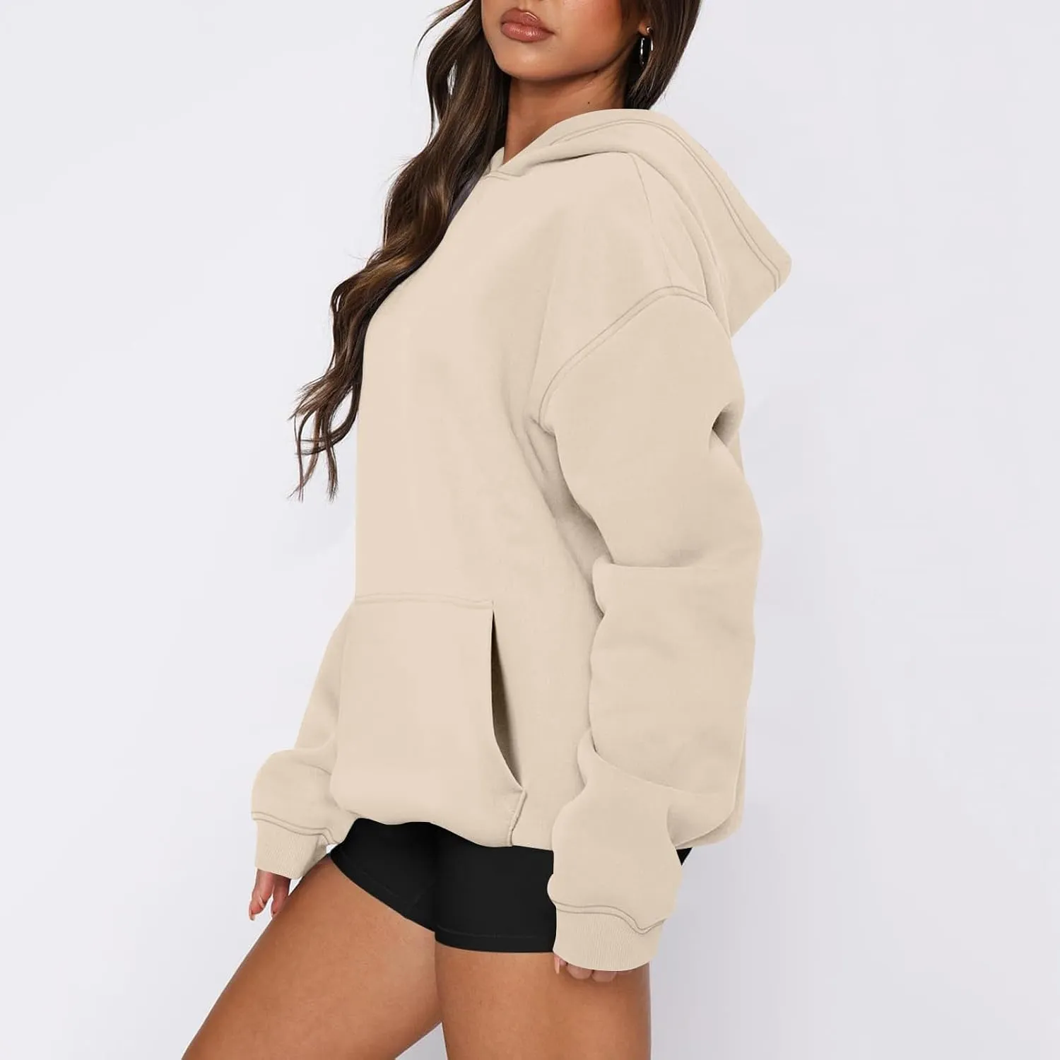 Womens Hoodies Pullover Fleece Lined Oversized Hooded Sweatshirts Teen Girls Sweaters Y2k Hoodie with Pockets