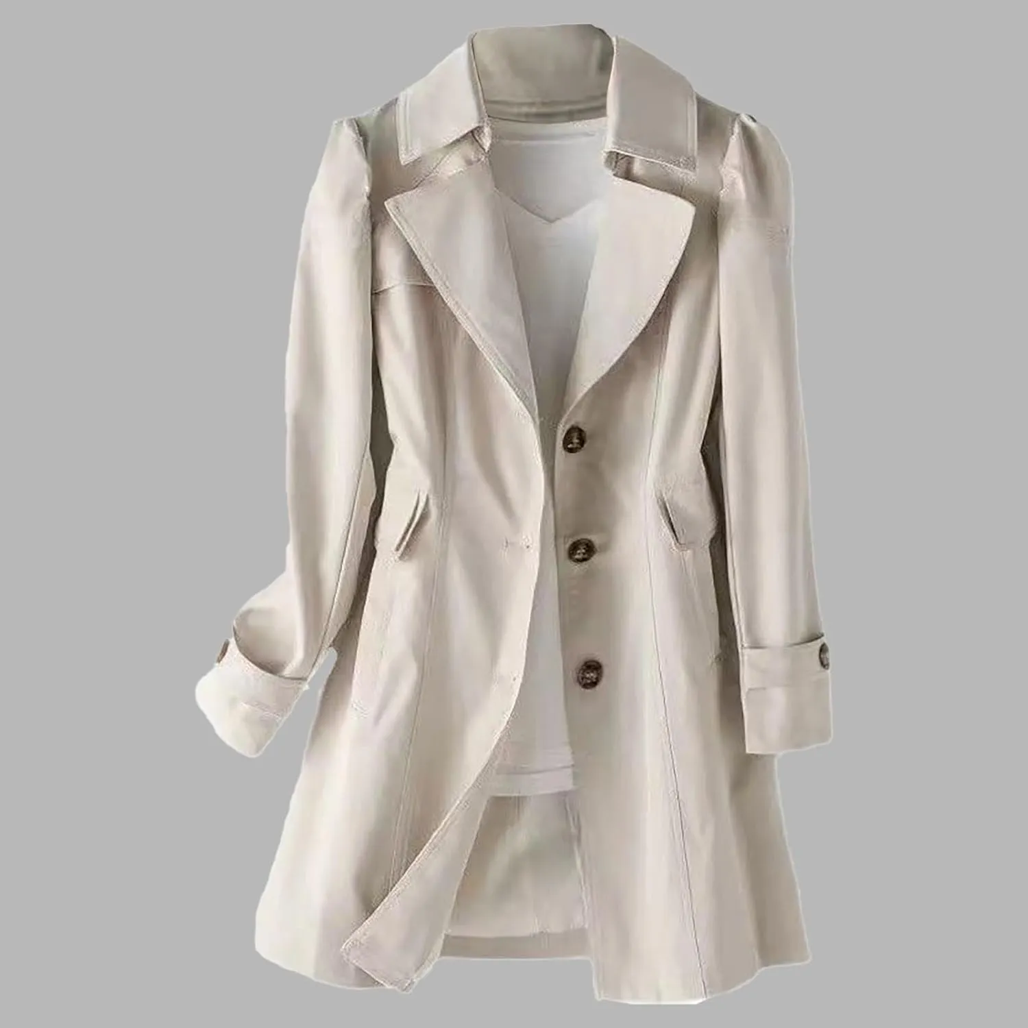 Women's New Slim Fit Women's Korean Version Double Breasted Small Mid Length Trench Coat Ladies Fall Sweaters