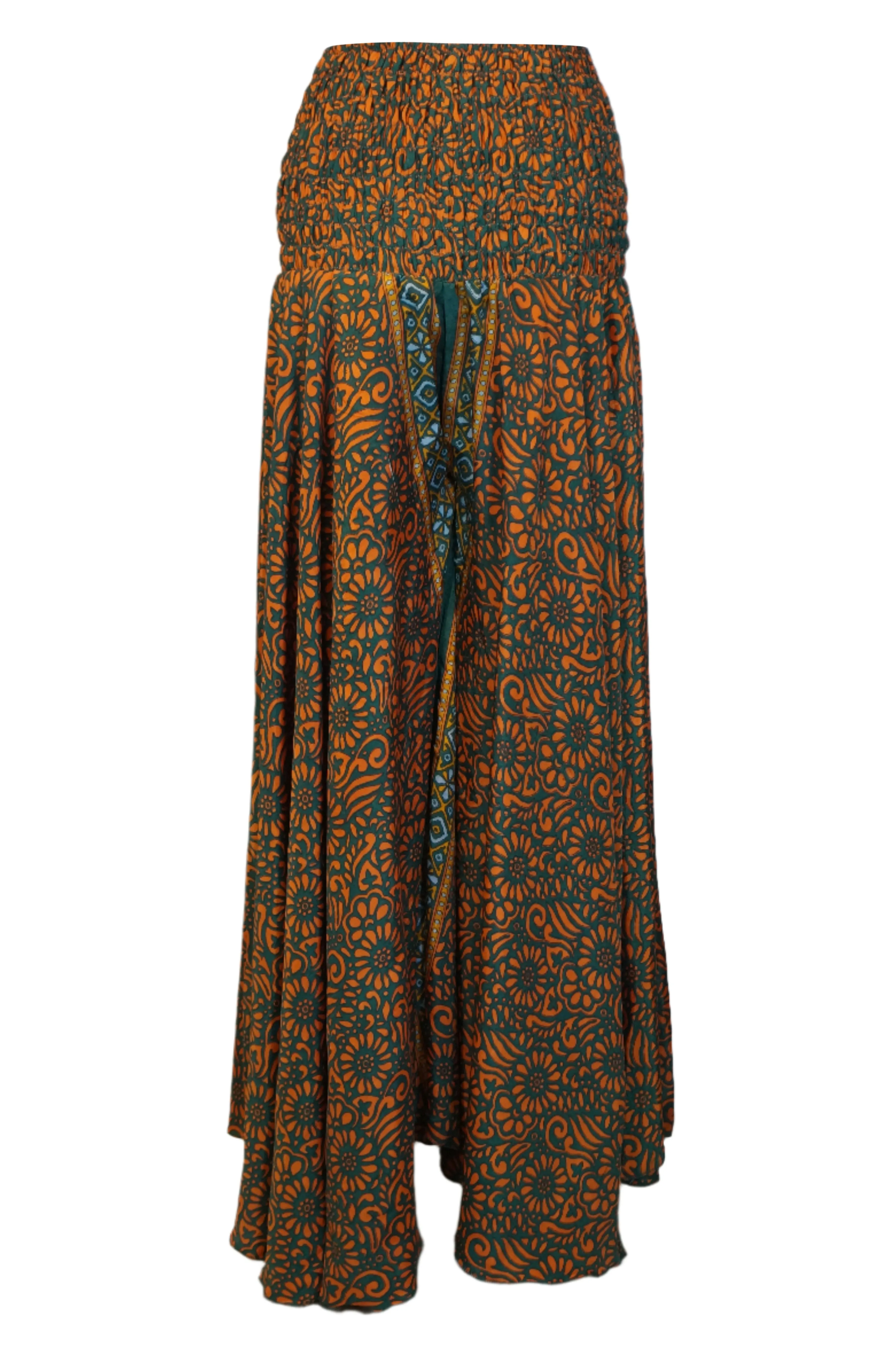 Women's  Orange Boho Palazzo – Handmade Flowy Wide-Leg Pants SM