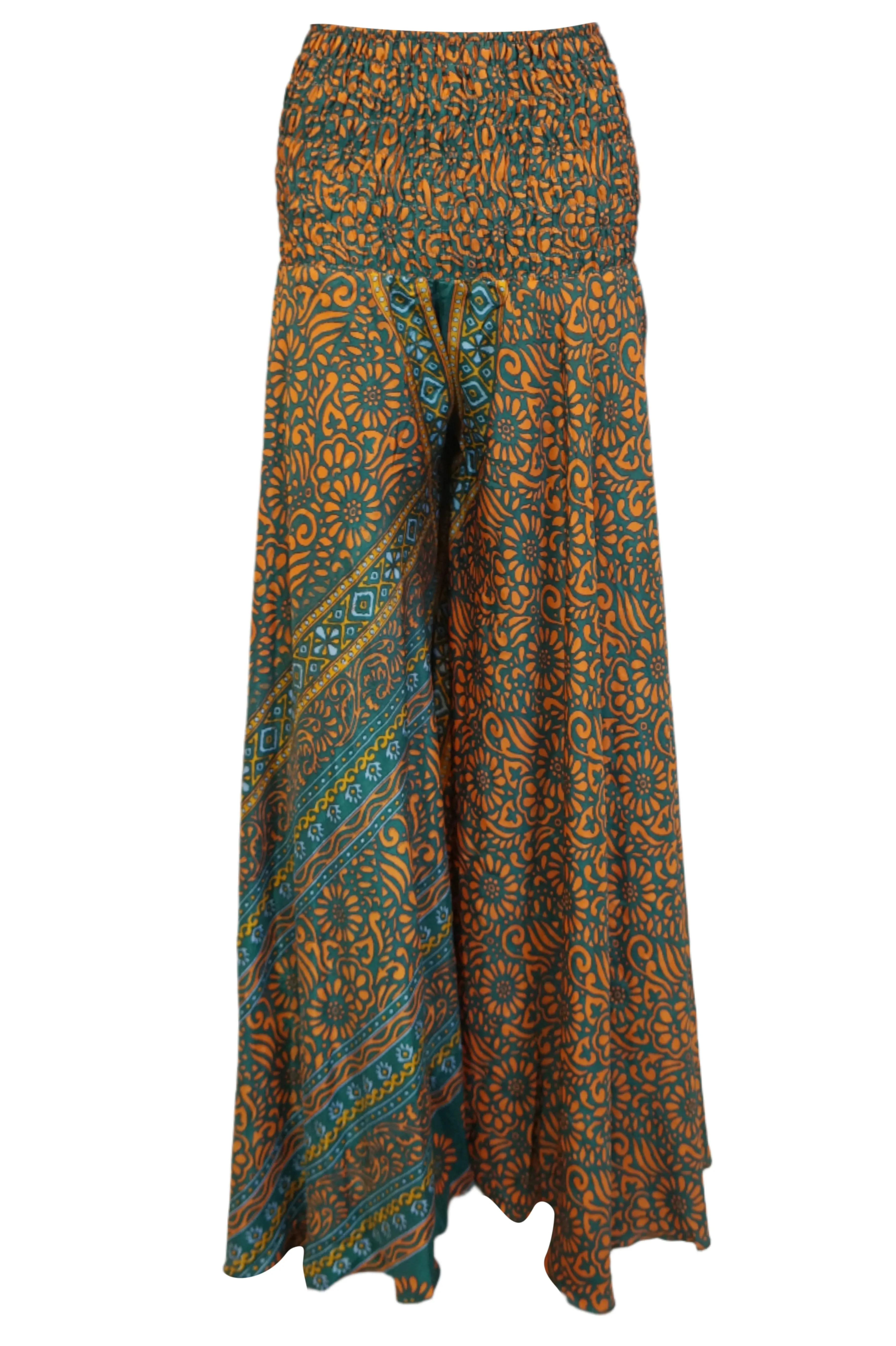 Women's  Orange Boho Palazzo – Handmade Flowy Wide-Leg Pants SM