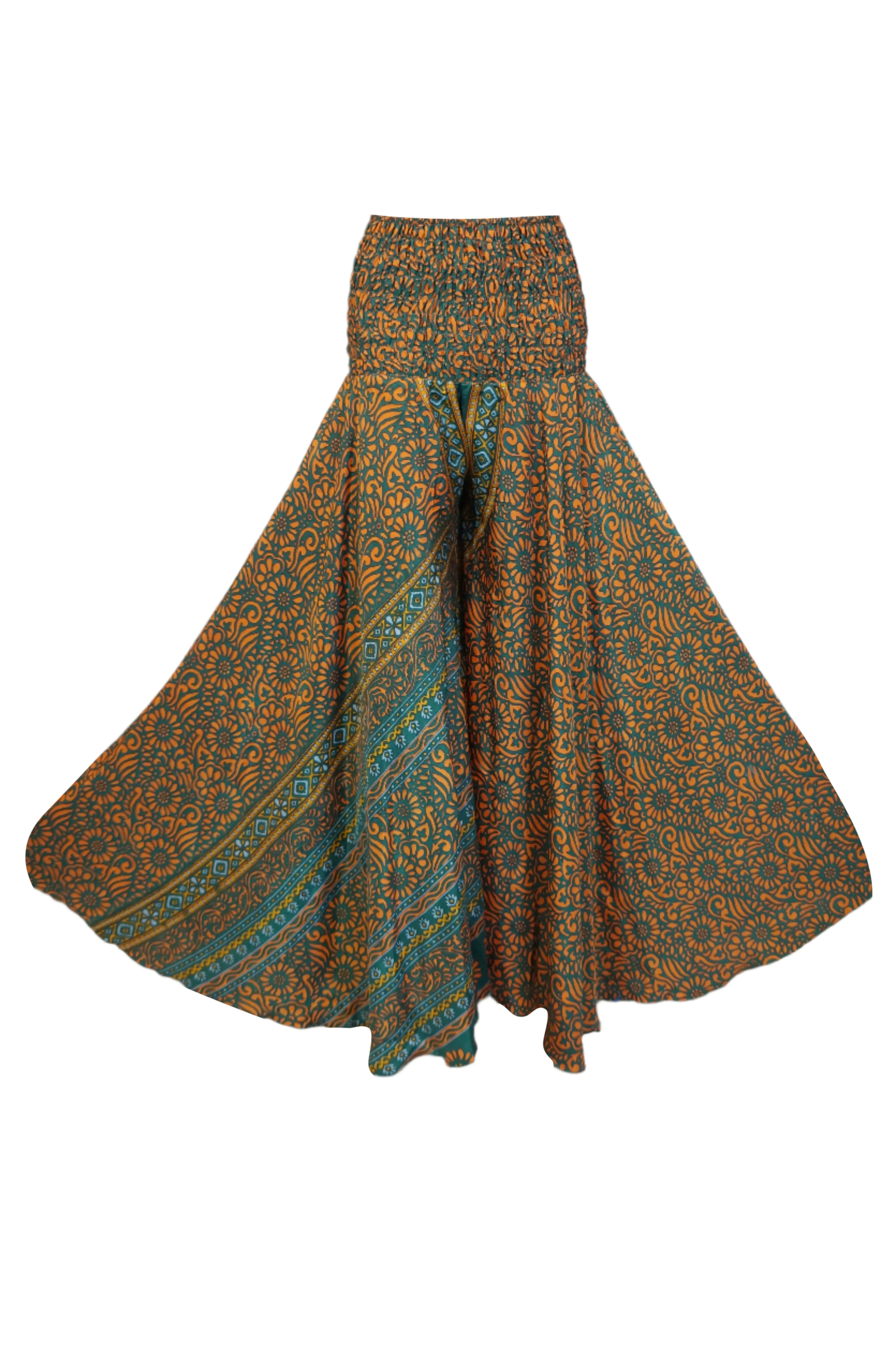 Women's  Orange Boho Palazzo – Handmade Flowy Wide-Leg Pants SM