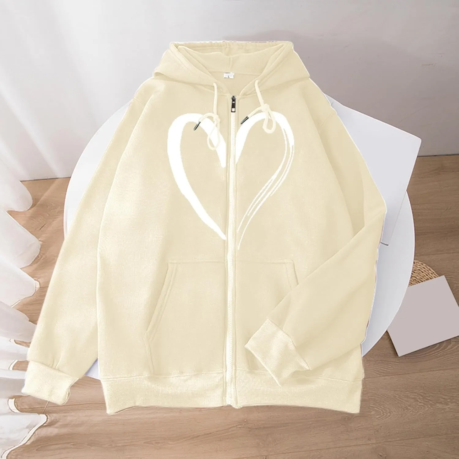 Womens Zip up Graphic Hoodies Heart Print Hooded Sweatshirts Jackets Oversized Sweaters Fall Plus Size Outfits
