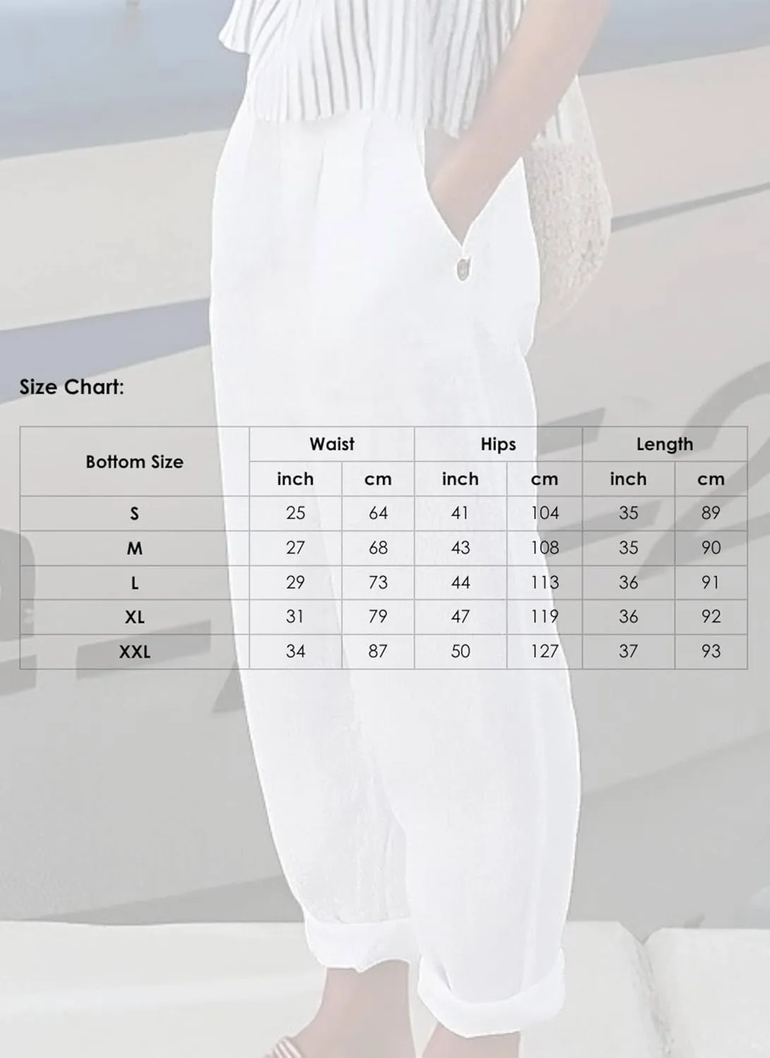 woxaumqyWomen's Simple White Loose Wide Leg Pants Solid Color Pocket Lightweight Casual Fashion Travel Harem Pants